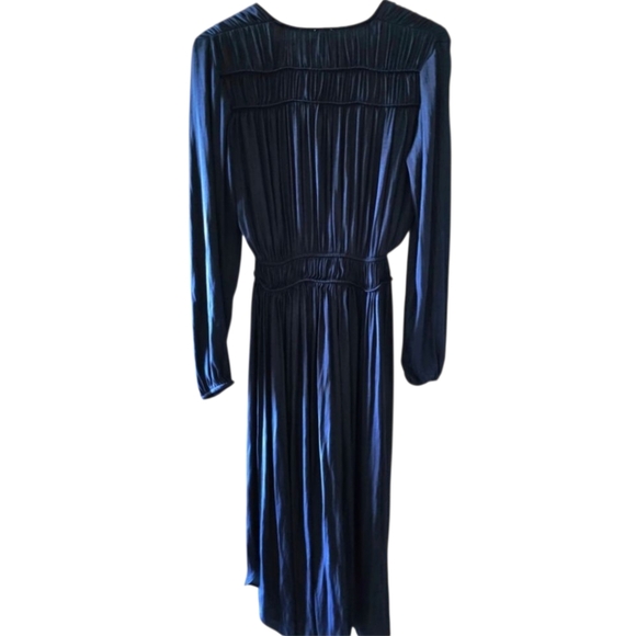 Joie Elegant Blue Long Sleeve High Waist Flowing Dress Peasant Style Size Small - Picture 4 of 4